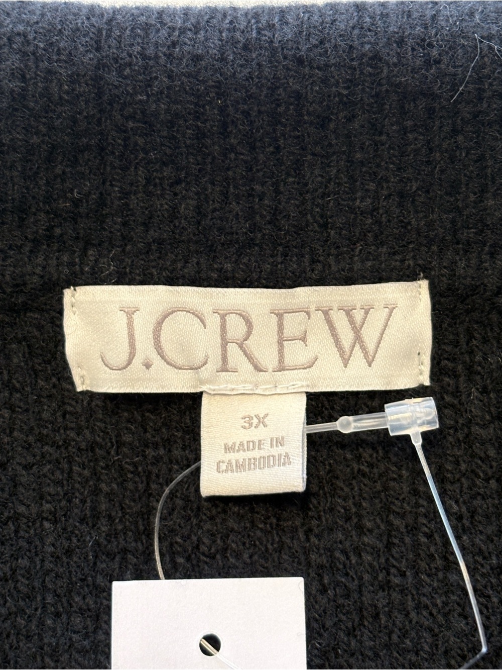 J. Crew Milano Stitch Cinched Waist Cardigan Size 3X Black 100% Lambswool NWT - Picture 5 of 8